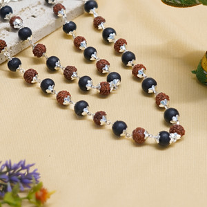 Japam Silver Plated Divya Rudraksha Karungali Mala Silver Plated Wood Necklace