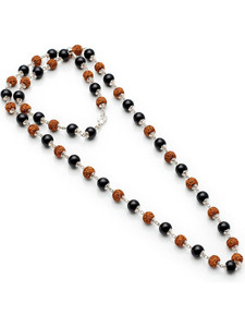ASTROSHREE KARUMGALI RUDRAKSH Beads Sterling Silver Plated Wood, Rudraksha Chain