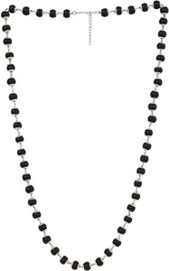 DIVINE HINDU Karungali Malai Silver Cap Plated Necklace | 54 Beads Black Ebony Spiritual Wood Necklace