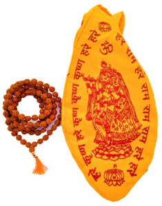 LOTUS RISE Original 5 Mukhi Rudraksha Natural 7mm Beads Japa Mala 108 Beads Wood Chain Wood Chain with jholi bag Wood Chain