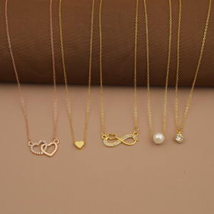 pearl jewelllry COMBO OF 5 NECKLACE CHAIN FOR DAILY WEAR WOMENS AND GIRLS Gold-plated Plated Alloy Necklace