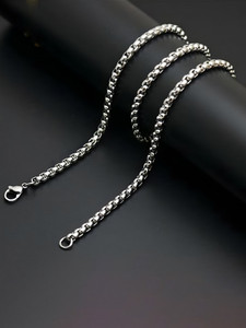 Minprice Minprice® Pure 4mm Thick Round Box Necklace Sterling Silver Plated Stainless Steel Chain