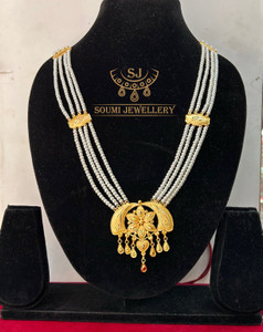 सोंमी स्टोर Long necklace0077 पर्ल गोल्ड प्लेटेड तांबा चेन सेट