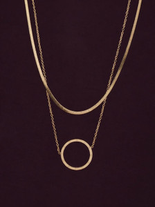 Palmonas Circle Ring Double Layer Necklace Gold-plated Plated Stainless Steel Necklace