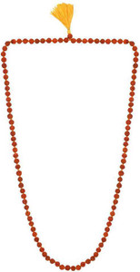 लेटनिक्स Original 5 Mukhi Rudraksha Natural 9mm Beads Japa Mala 108 Beads Wood Chain Wood Chain Wood Chain गोल्ड प्लेटेड लकड़ी चेन