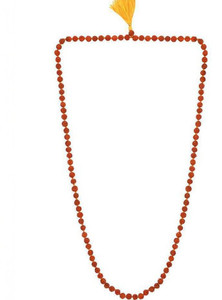 LETNIX Original 5 Mukhi Rudraksha Natural 9mm Beads Japa Mala 108 Beads Wood Chain Wood Chain Wood Chain Gold-plated Plated Wood Chain