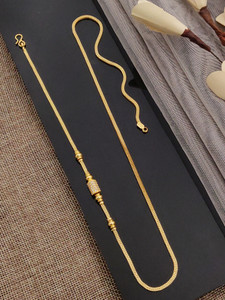 Jeps One Gram Gold Plated Fancy Mugappu Chain Necklace For Women 24 Inch Cubic Zirconia Gold-plated Plated Brass Chain
