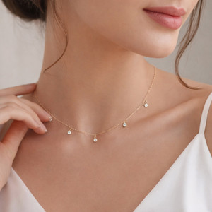 city sign Beautiful Gold Stone necklace choker|Gift For wife girlfriend sister mother Zircon Brass Necklace