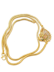 VR Fashion HUB American Diamond Copper Gold Plated 24 Inch Mugappu chain For Women Diamond Gold-plated Plated Copper Chain