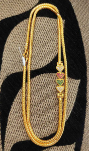 Zaika Gold Plated 24" Inch mugappu Chain mopu nacklace For Women & Girls Mop_Heart Cubic Zirconia Gold-plated Plated Alloy Chain