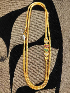 Zaika Gold Plated 24" Inch mugappu Chain mopu nacklace For Women & Girls Mop_Heart Cubic Zirconia Gold-plated Plated Alloy Chain