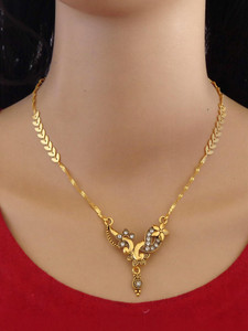 RAMDEV ART FASHION JEWELLERY Designer and Stylish chain pendant for women Pearl Gold-plated Plated Brass Necklace