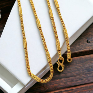 HN JEWELLERY One Gram Gold Plated Imported Round Pipe Designer Chain 24 Inch Long Gold-plated Plated Brass Chain