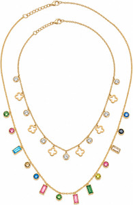 Paaru 18K Gold Pleted Chain Necklace Cubic Zirconia Gold-plated Plated Stainless Steel Chain Set