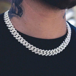 Vivity Latest Style Iced Heavy CZ Cuban Neck Chain Punk Fashion Cubic Zirconia Silver Plated Alloy Necklace