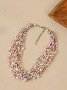 DCA DCA Multicolor Pastel Beaded Layered Necklace for girls chain for women Glass Necklace
