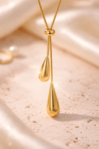 Karishma Kreations Anti-Tarnish Gold Plated Metal Water Drop Stainless Steel Pendant Necklace Gold-plated Stainless Steel Pendant