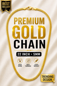 Kp collection Premium Gold Herringbone Chain ,Trendy Flat Gold Chain, Royal Flat Gold Chain Stainless Steel Chain