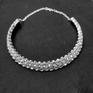 क्रिवेल Diamond Choker Silver Necklace For Women's & Girls Double Layer Jewellery (1 Pc) क्रिस्टल सिल्वर प्लेटेड एलॉय चोकर