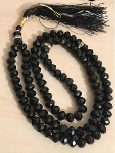 MOMIN BAZAAR Black 8 MM CRYSTAL TASBEEH MUSLIM PRAYER BEADS Beads Crystal Chain