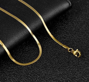 REVERSEA Anti Tarnish Plain Silk Design 3mm Stainless Steel Gold Plated Neck Chain Gold-plated Plated Copper, Stainless Steel Chain