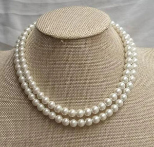 NECKLASE Pearl Gold-plated Plated Glass Layered