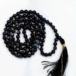 Navdurga Jyotish Kendra Natural Sulemani Hakik Mala Lab Certified Mala 108 +1 Beads Lab Certified Mala Agate Stone Necklace