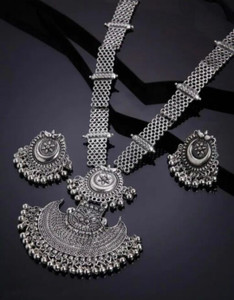 SPARKLIZA Beads Silver Plated Brass, Alloy Necklace Set