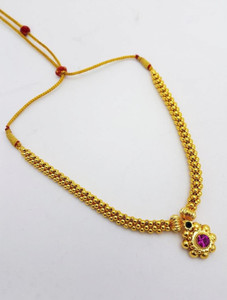 Heer Collection Traditional Wedding Maharashtrian Kolhapuri Thushi ( Choker ) Necklace Set Jewellery for Women and Girls Pearl, Cubic Zirconia Gold-plated Plated Copper Necklace