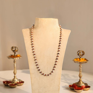 DIVINE HINDU Rudraksha Necklace | 54 Beads | Silver Coated | Spiritual Jewelry | Men Silver Plated Rudraksha Necklace