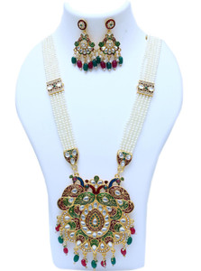 vaani Pearl Long Necklace Jewellery Set for Women ( AS514 ) Cubic Zirconia Gold-plated Plated Metal Necklace