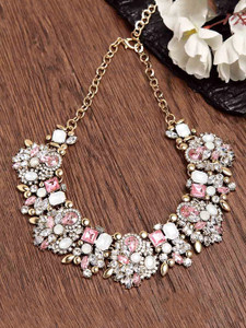 Kairangi Necklace For Women Elegant Colorful Crystal Choker Necklace For Women and Girls Crystal Metal Choker