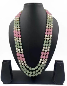Aamrapali Silver Gems Pink Jade Stone Necklace, Stylish Pink Jade Stone for Elegant Style Jade Stone Necklace