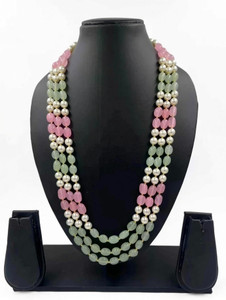 Aamrapali Silver Gems Pink Jade Stone Necklace, Stylish Pink Jade Stone for Elegant Style Jade Stone Necklace