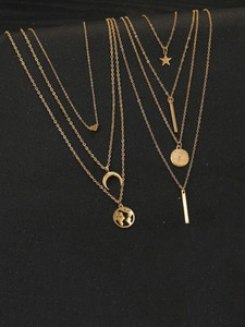 Vembley Lavish Gold Plated Layered Combo Pendants Necklace Gold-plated Plated Alloy Layered