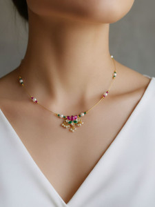 JewelryMiguel Invisible Necklace For Women Cubic Zirconia Gold-plated Plated Alloy Necklace