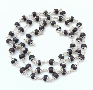 SHIVOHAM Karungali Malai 54+1 Beads Crafted with German Silver - 8 mm, Govt Certified Wood Necklace