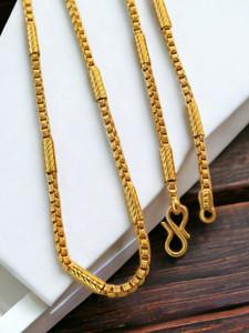 HN JEWELLERY One Gram Gold Plated Imported Round Pipe Designer Chain 24 Inch Long Gold-plated Plated Brass Chain
