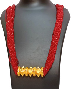 PUJA Nepali Hydro Tilhari Jewellery for Ladies & Girls Gold-plated Plated Brass, Crystal Necklace
