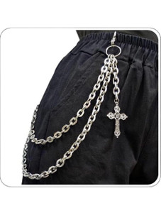 TIYAAZ 2 layer Jesus cross Rope Style Jeans chain Stainless Steel Chain