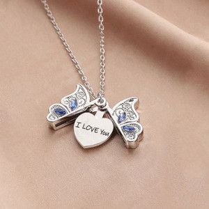 Fashion Frill Butterfly Pendant silver Chain Necklace Pendant For Women Gift Jewellery Silver Plated Alloy Chain