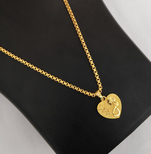 HN JEWELLERY One Gram Gold Mohini Chain With Heart Pendant Necklace For Women And Girl 24 Inc Gold-plated Plated Brass Necklace