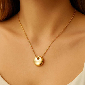 vd elegant Stainless Steel Moon Pendant Chain Necklace for Teen Girls Women Gold-plated Plated Stainless Steel Necklace