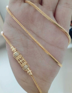 crystal fashion store Amreican Diamond Gold Plated 24 Inch Mugappu thali Chain For Women and Girls Diamond Gold-plated Plated Copper Chain
