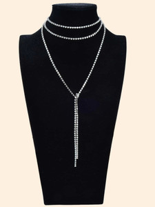 Its 4 You Rhinestone Full Length 1.5 MTR Chain Necklace () Sterling Silver Plated Alloy Chain