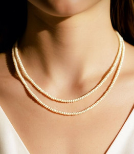 Algita Elegant White Moti Pearl Mala Necklace for Women & Girls Crystal Crystal Necklace