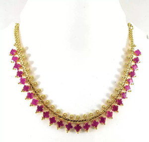AFJ GOLD Ruby Gold-plated Plated Copper Necklace