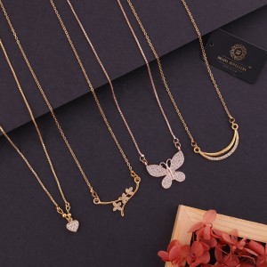 brado jewellery Pack of 4 Necklace Pendant Chain for women Diamond Gold-plated Plated Alloy Necklace