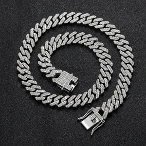Devora Hip Hop Diamond Chain For Men and Boys Zircon Sterling Silver Plated Stainless Steel Chain