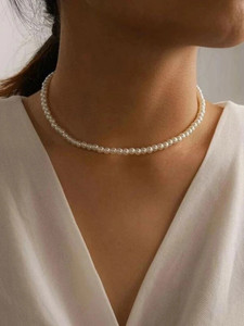 EKYA Alloy Choker fashionable for Unisex Pearl Stone Alloy Choker